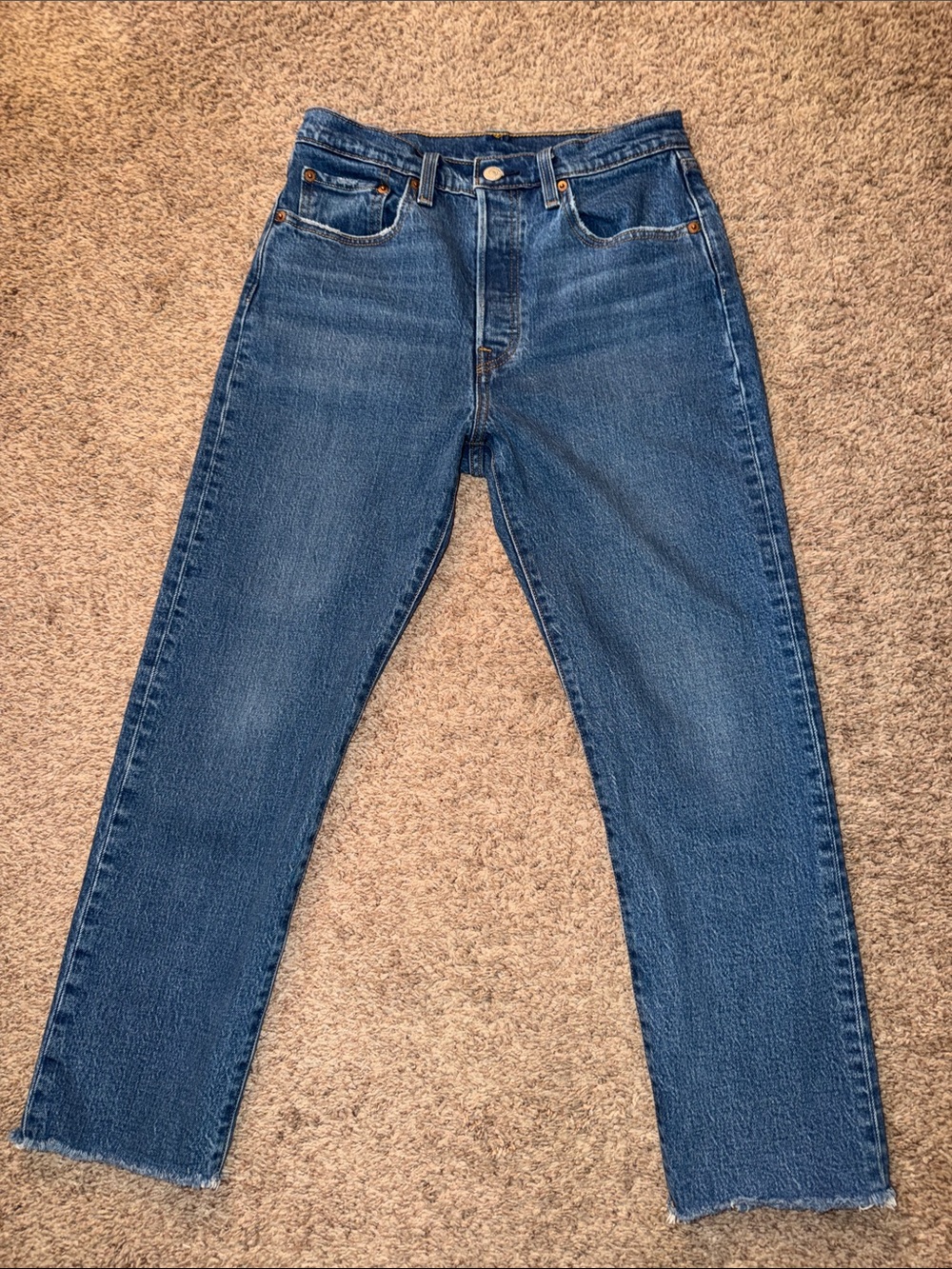 Levi's 501 Original Cropped Jeans W27 L26 Raw Hem